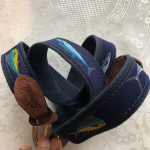 World Wide Sportsman Navy Blue/Brown Fish Pattern Fishing Activewear Belt